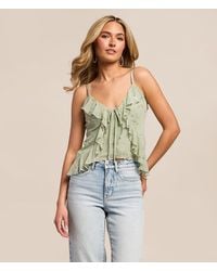 Willow & Root - Floral Embroidered Ruffle Cropped Tank Top - Lyst