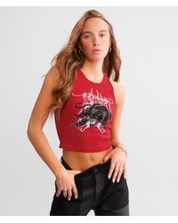 Ed Hardy - Panther Flame Cropped Tank Top - Lyst