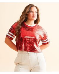 DH Apparel - Varsity Sequin Cropped Top - Lyst