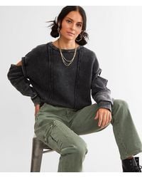 Gilded Intent - Washed Cold Shoulder Pullover - Lyst