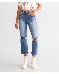 Flying Monkey - High Rise Cropped Straight Stretch Jean - Lyst