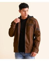 Buckle Black - Faux Leather Hooded Jacket - Lyst
