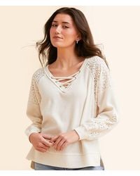 Daytrip - Pieced Lace-Up Ribbed Top - Lyst