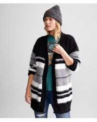 Daytrip - Striped Eyelash Knit Cardigan Sweater - Lyst