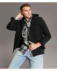 BKE - Bradley Hooded Denim Stretch Shacket - Lyst