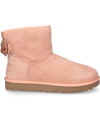 UGG Ankle Boots Satin Bow Suede Ribbon Rose - Pink