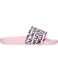 Moncler Graffiti Logo Print Slide Sandals - Pink