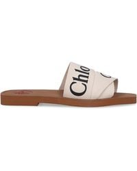 Chloé Woody Logo-print Canvas Sandals - White