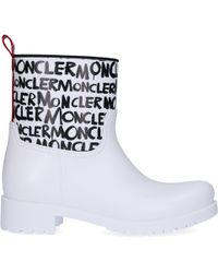 Moncler Rain Boots Ginette Gum Logo Print White