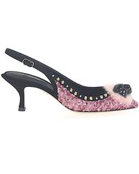 Dolce & Gabbana Synthetic Roses Stretch Slingback Pumps Black 