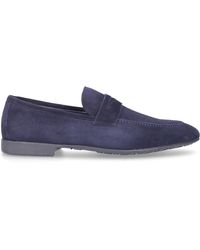 Moreschi Schuhe Penny Loafer 042173 Veloursleder blau
