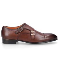 Herren Schuhe Slipper Monkstrap Schuhe Santoni Monk-Schuhe mit Doppelschnalle in Braun für Herren 