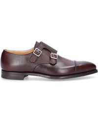 Crockett & Jones 'lowndes' Burnished Calf Leather Double Monk Shoes Dark Brown