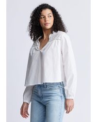 Buffalo David Bitton - Buffalo Jeans Selyse Eyelet Yoke Split-Neck Blouse - Lyst