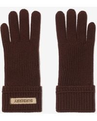 Burberry - Logo Patch Wool Blend Gloves - Lyst