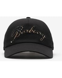 Burberry - Check Cursive Logo Gabardine Baseball Cap - Lyst