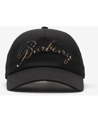 Burberry - Check Cursive Logo Gabardine Baseball Cap - Lyst