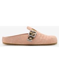 Burberry - Check Suede Urchin Clogs - Lyst