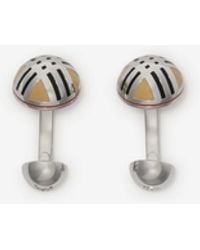 Burberry - Enamel Check Cufflinks - Lyst