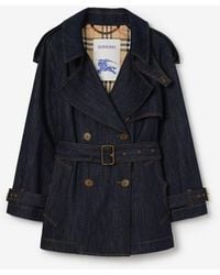 Burberry - Short Denim Fitzrovia Trench Coat - Lyst