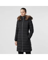 Burberry Detachable Faux Fur Trim Hooded Puffer Coat - Black