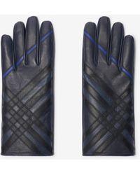 Burberry - Check Intarsia Leather Gloves - Lyst
