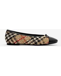 Burberry - Check Bouclé Highgate Ballerinas - Lyst