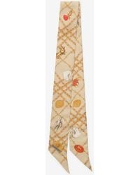 Burberry - Skinny Check Charm Silk Scarf - Lyst