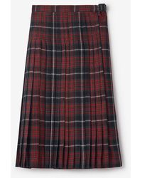 Burberry - Check Wool Blend Midi Kilt - Lyst