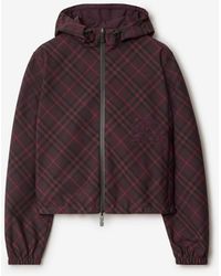 Burberry - Cropped Reversible Check Hooded Jacket - Lyst