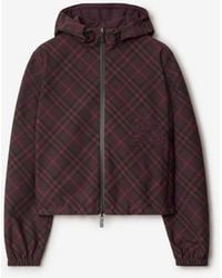 Burberry - Cropped Reversible Check Hooded Jacket - Lyst