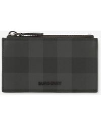 Burberry - Charcoal Check Zip Card Case - Lyst