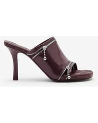 Burberry - Leather Peep Sandals - Lyst