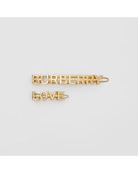 Burberry Gold-plated Logo And Love Hair Clips - Multicolour