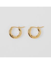 Burberry Logo Detail Gold-plated Hoop Earrings - Metallic