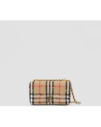 Burberry Mini Vintage Check BouclÃ© Lola Bag in Natural | Lyst UK
