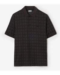 Burberry - Check Cotton Blend Polo Shirt - Lyst