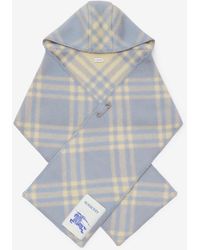 Burberry - Check Wool Hooded Scarf - Lyst