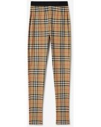 Burberry - Check Stretch Jersey Leggings - Lyst