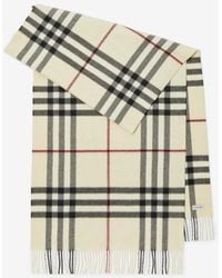 Burberry - Wide Check Cashmere Scarf - Lyst