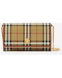 Burberry - Check Chain Strap Wallet - Lyst