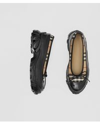Burberry Overshoe Detail Vintage Check Cotton Flats - Black