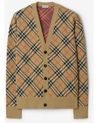 Burberry - Check Cotton Wool Cardigan - Lyst