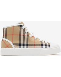 Burberry - Childrens Check Cotton High-Top Sneakers - Lyst