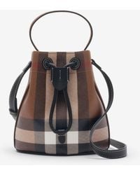 Burberry - Mini Check Bucket Bag - Lyst