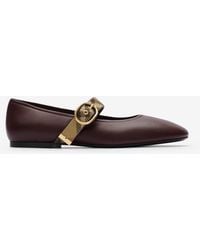 Burberry - Check Strap Leather Robin Ballerinas - Lyst
