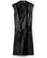 Burberry - Long Sleeveless Leather Trench Coat - Lyst
