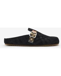 Burberry - Check Suede Urchin Clogs - Lyst