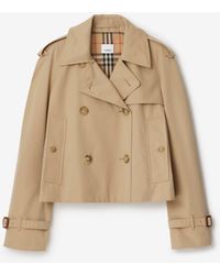 Burberry - Gabardine Cropped Trench Coat - Lyst