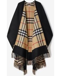 Burberry - Reversible Check Wool Cashmere Cape - Lyst